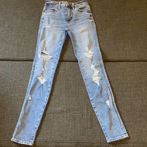 American Eagle light blue denim with stylish rips